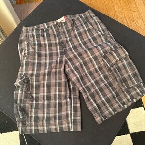 Mossimo Supply Co. Plaid Cargo Shorts in Gray and Brown